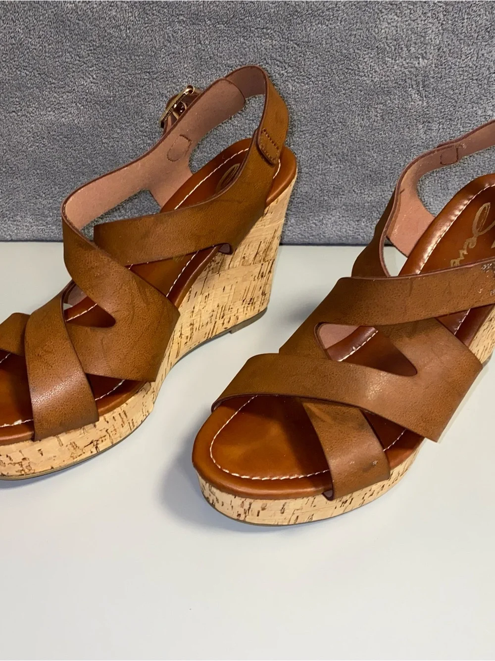 Seven7 Winnie Strappy Platform Cork Wedges Size 8